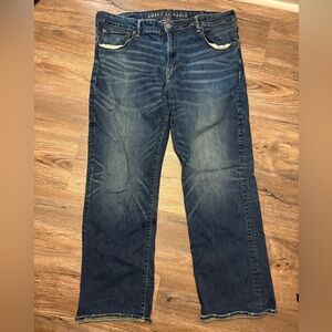 American Eagle Outfitter Dark Blue Relaxed Straight Jeans 40x32 (38x29) Stretch